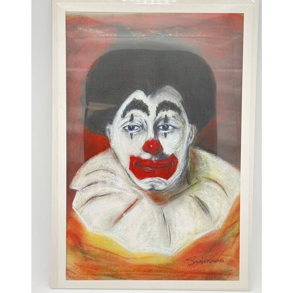 James Santeramo Clown Serigraph 2/25 AP Signed Limited Edition Rare Print